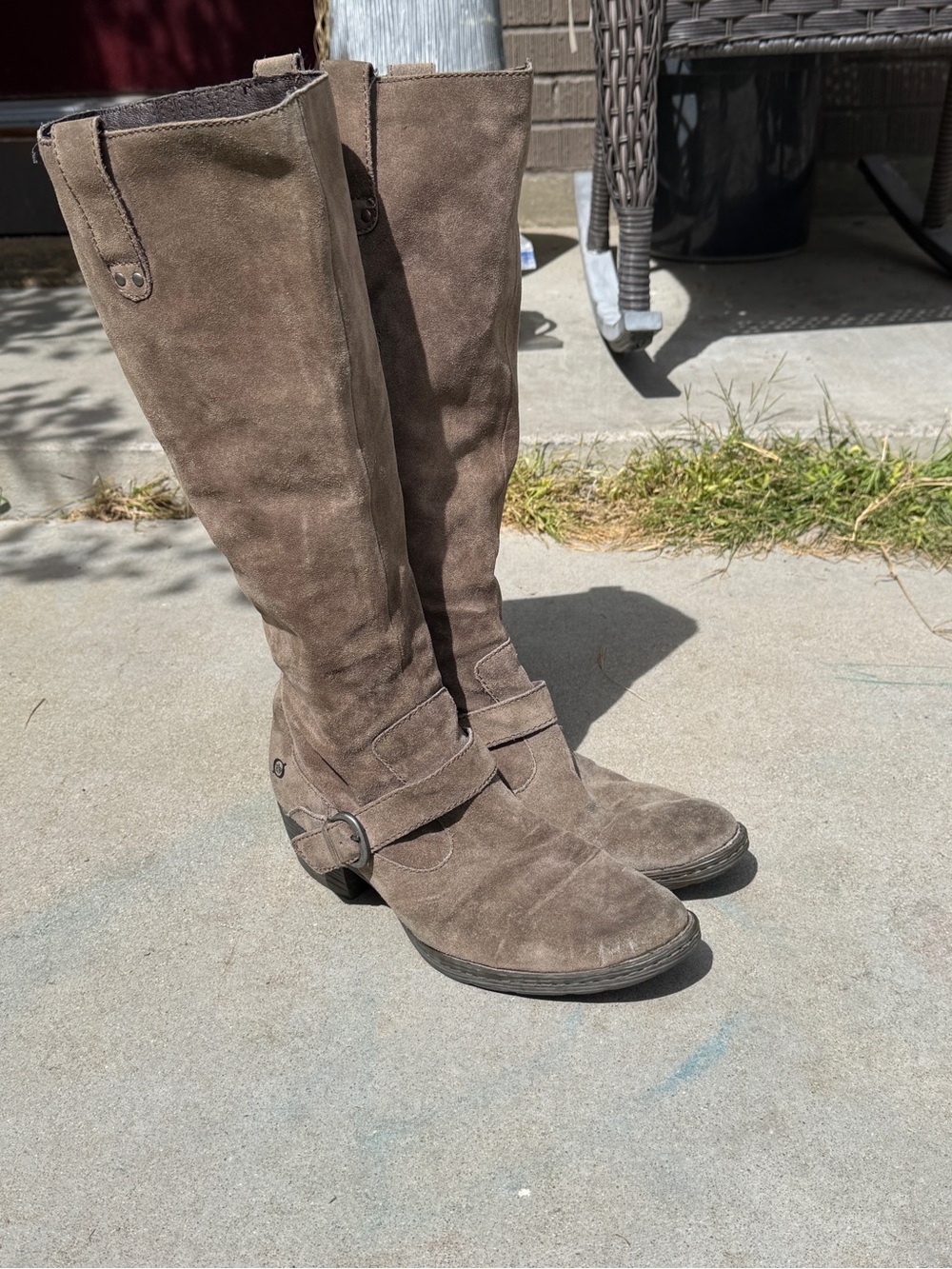 Born Tall Suede Brown Riding Boots - Women's Stylish Knee-High Boots 11